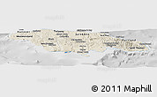 Shaded Relief Panoramic Map of Jamaica, lighten, desaturated