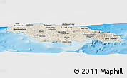 Shaded Relief Panoramic Map of Jamaica, lighten, land only