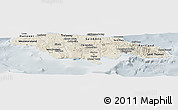 Shaded Relief Panoramic Map of Jamaica, lighten, semi-desaturated