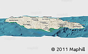 Shaded Relief Panoramic Map of Jamaica, satellite outside