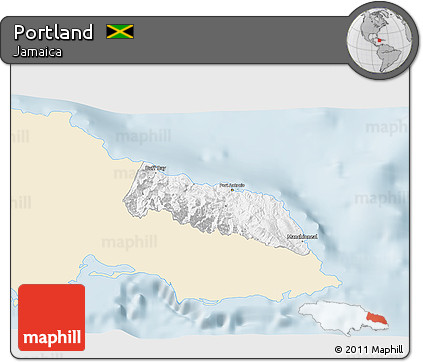 Classic Style 3D Map of Portland, single color outside