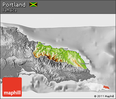 Physical 3D Map of Portland, desaturated