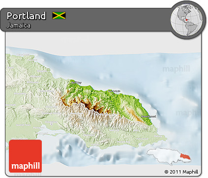 Physical 3D Map of Portland, lighten