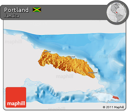 Political 3D Map of Portland, single color outside