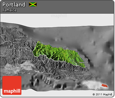 Satellite 3D Map of Portland, desaturated