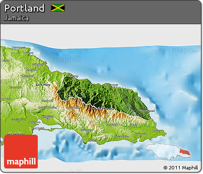 Satellite 3D Map of Portland, physical outside