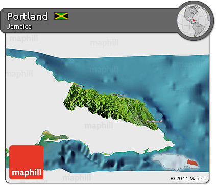 Satellite 3D Map of Portland, single color outside