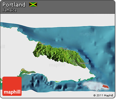 Satellite 3D Map of Portland, single color outside