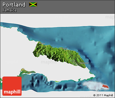 Satellite 3D Map of Portland, single color outside