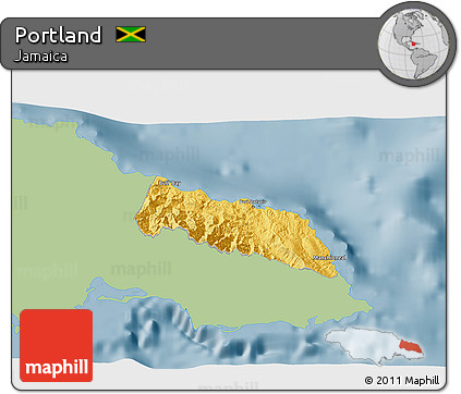 Savanna Style 3D Map of Portland, single color outside