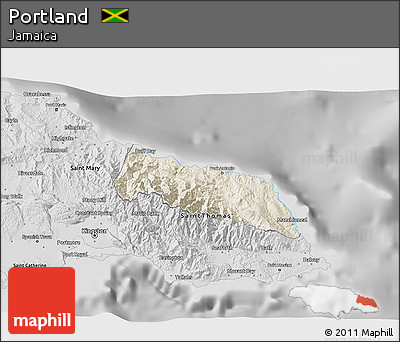 Shaded Relief 3D Map of Portland, desaturated