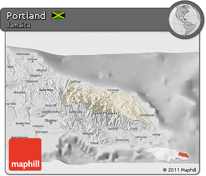 Shaded Relief 3D Map of Portland, desaturated