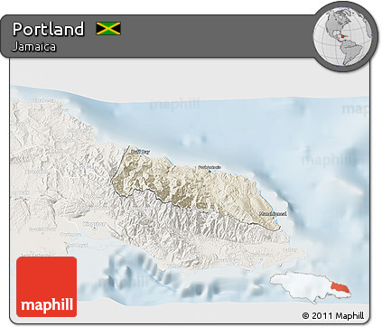 Shaded Relief 3D Map of Portland, lighten