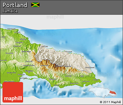 Shaded Relief 3D Map of Portland, physical outside