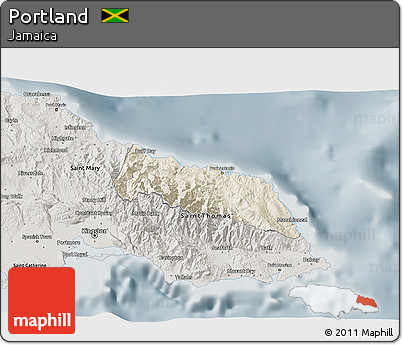 Shaded Relief 3D Map of Portland, semi-desaturated