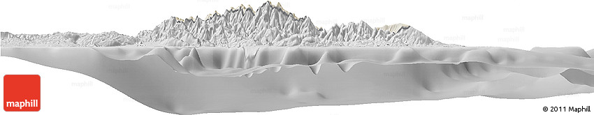 Shaded Relief Horizon Map of Portland, desaturated