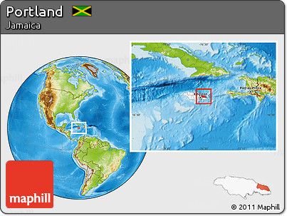 Physical Location Map of Portland, highlighted country