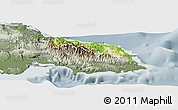 Physical Panoramic Map of Portland, semi-desaturated