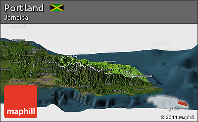Satellite Panoramic Map of Portland, darken