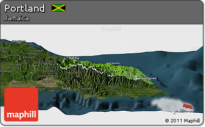 Satellite Panoramic Map of Portland, darken