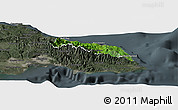 Satellite Panoramic Map of Portland, darken, semi-desaturated