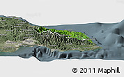 Satellite Panoramic Map of Portland, semi-desaturated