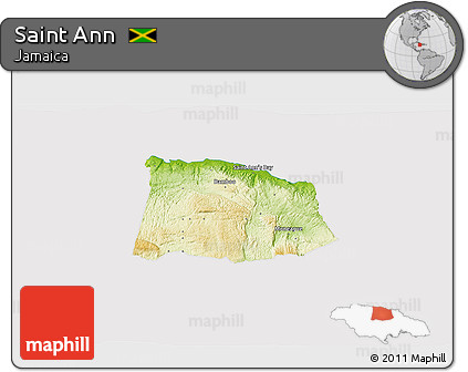 Physical 3D Map of Saint Ann, cropped outside