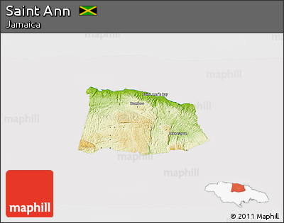 Physical 3D Map of Saint Ann, cropped outside