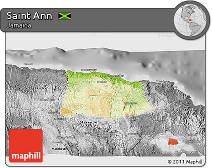 Physical 3D Map of Saint Ann, desaturated