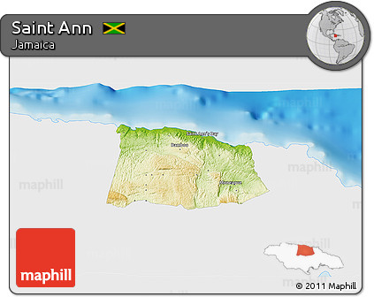 Physical 3D Map of Saint Ann, single color outside