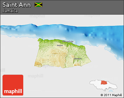 Physical 3D Map of Saint Ann, single color outside
