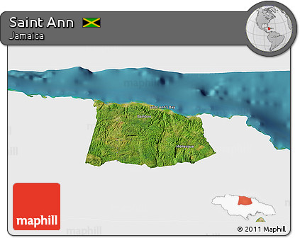 Satellite 3D Map of Saint Ann, single color outside