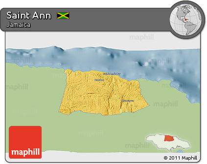 Savanna Style 3D Map of Saint Ann, single color outside