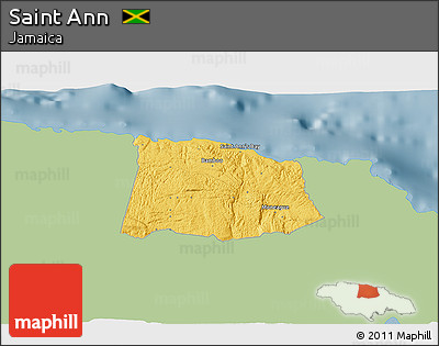 Savanna Style 3D Map of Saint Ann, single color outside