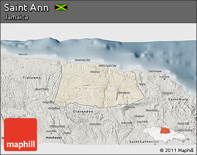 Shaded Relief 3D Map of Saint Ann, semi-desaturated