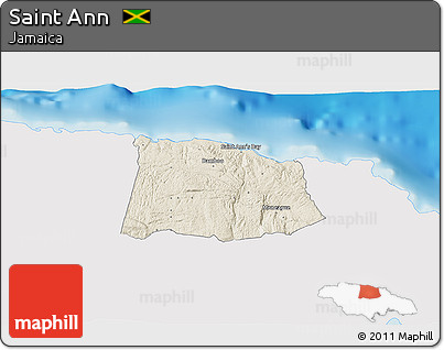 Shaded Relief 3D Map of Saint Ann, single color outside