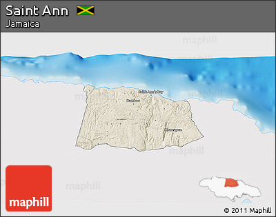 Shaded Relief 3D Map of Saint Ann, single color outside