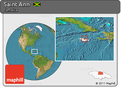Satellite Location Map of Saint Ann, highlighted country