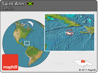 Satellite Location Map of Saint Ann, highlighted country