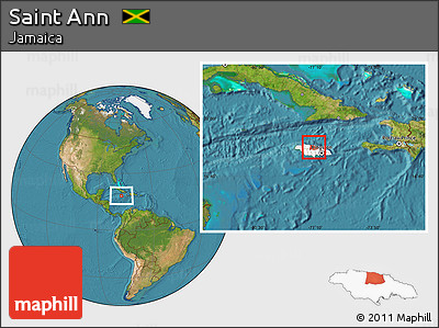 Satellite Location Map of Saint Ann, highlighted country