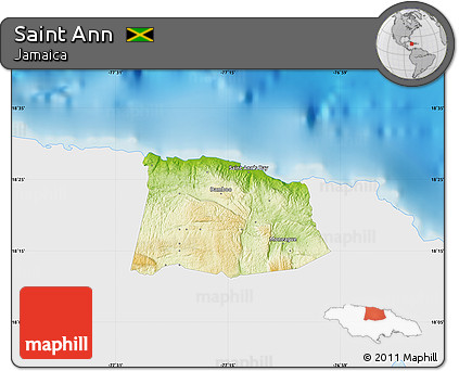 Physical Map of Saint Ann, single color outside