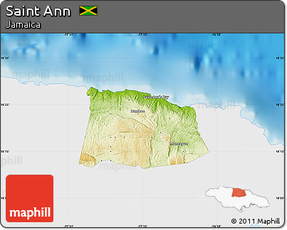 Physical Map of Saint Ann, single color outside