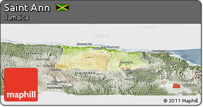 Physical Panoramic Map of Saint Ann, semi-desaturated