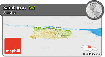 Physical Panoramic Map of Saint Ann, single color outside