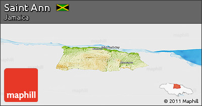Physical Panoramic Map of Saint Ann, single color outside