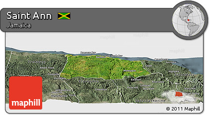 Satellite Panoramic Map of Saint Ann, semi-desaturated