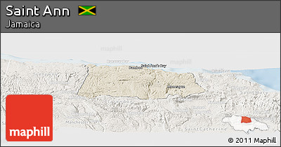 Shaded Relief Panoramic Map of Saint Ann, lighten