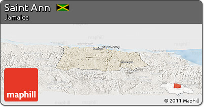 Shaded Relief Panoramic Map of Saint Ann, lighten