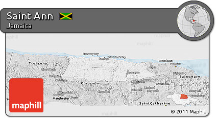 Silver Style Panoramic Map of Saint Ann