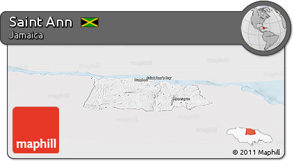 Silver Style Panoramic Map of Saint Ann, single color outside